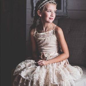 2 identical dresses - 2 different sizes - Perfect rustic flower girl dresses!